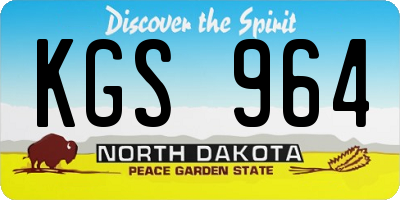 ND license plate KGS964