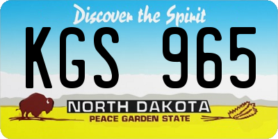 ND license plate KGS965