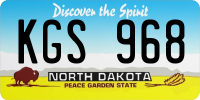 ND license plate KGS968