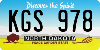 ND license plate KGS978