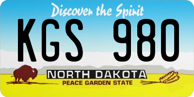 ND license plate KGS980