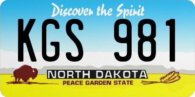 ND license plate KGS981