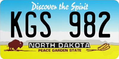 ND license plate KGS982