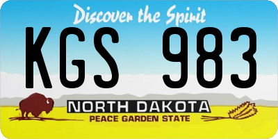 ND license plate KGS983