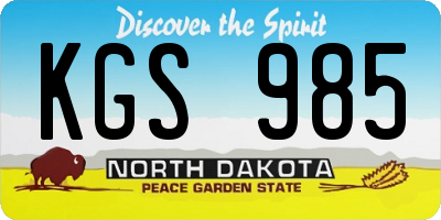 ND license plate KGS985
