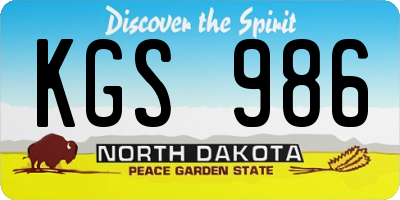 ND license plate KGS986