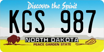 ND license plate KGS987