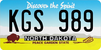 ND license plate KGS989