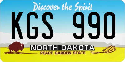 ND license plate KGS990