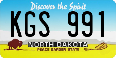 ND license plate KGS991