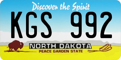 ND license plate KGS992