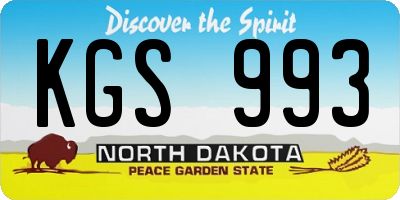 ND license plate KGS993