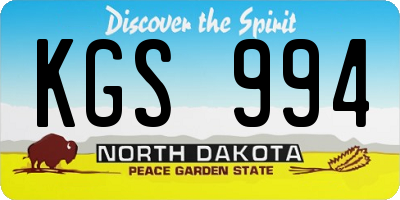 ND license plate KGS994