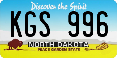ND license plate KGS996