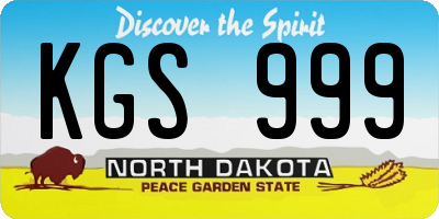 ND license plate KGS999