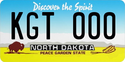 ND license plate KGT000