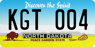 ND license plate KGT004