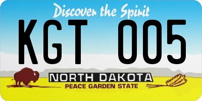 ND license plate KGT005