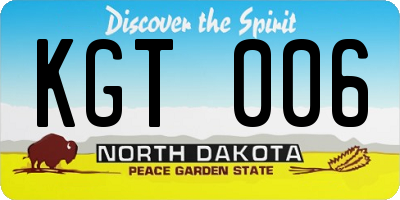 ND license plate KGT006