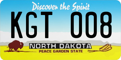 ND license plate KGT008