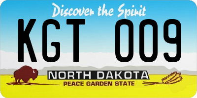 ND license plate KGT009