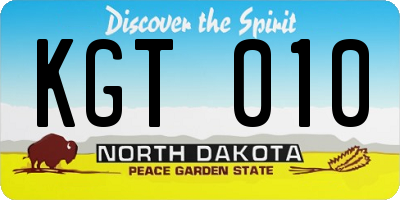 ND license plate KGT010