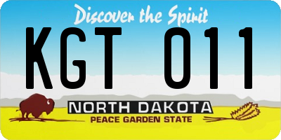 ND license plate KGT011