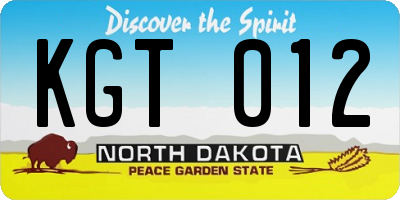ND license plate KGT012