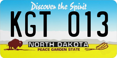 ND license plate KGT013