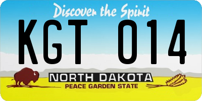 ND license plate KGT014
