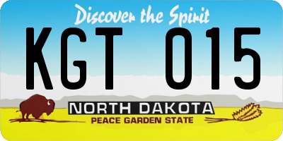 ND license plate KGT015