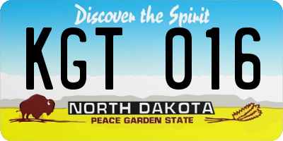 ND license plate KGT016