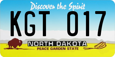 ND license plate KGT017