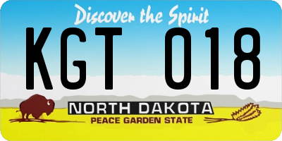 ND license plate KGT018
