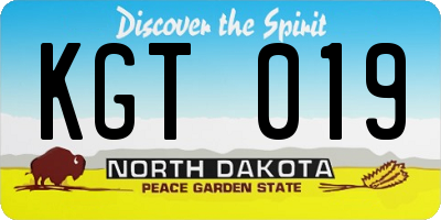 ND license plate KGT019