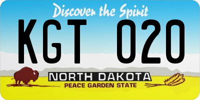 ND license plate KGT020