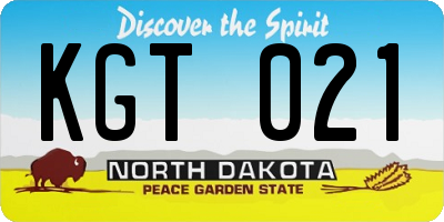 ND license plate KGT021