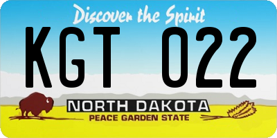 ND license plate KGT022