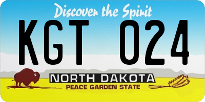 ND license plate KGT024
