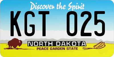ND license plate KGT025