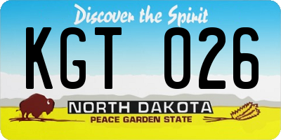 ND license plate KGT026