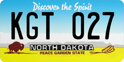 ND license plate KGT027