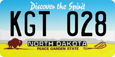 ND license plate KGT028