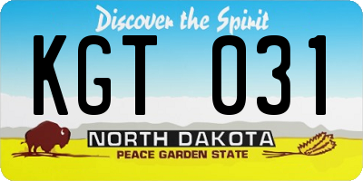 ND license plate KGT031
