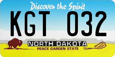 ND license plate KGT032