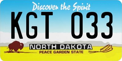 ND license plate KGT033