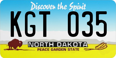 ND license plate KGT035