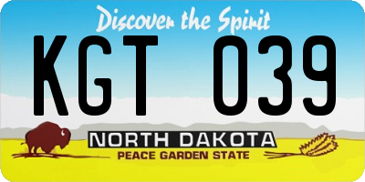 ND license plate KGT039
