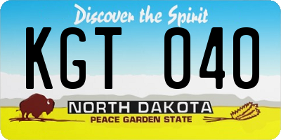 ND license plate KGT040