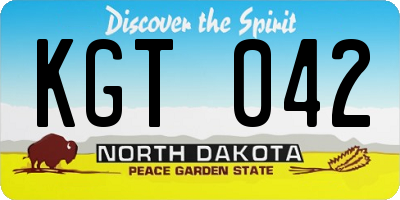 ND license plate KGT042